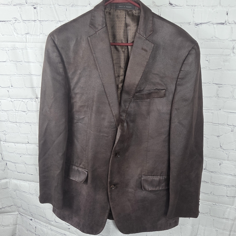 Michael Kors Dark Brown Faux Suede 2 Button Blazer Jacket Sport Coat Size 42L‎